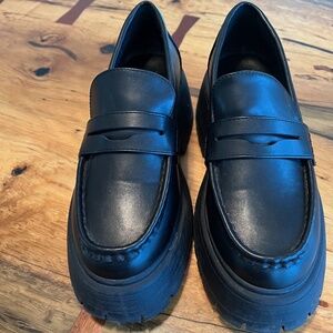 Women's/Teens Black Platform Punk Loafers Shoes US8 Excellent